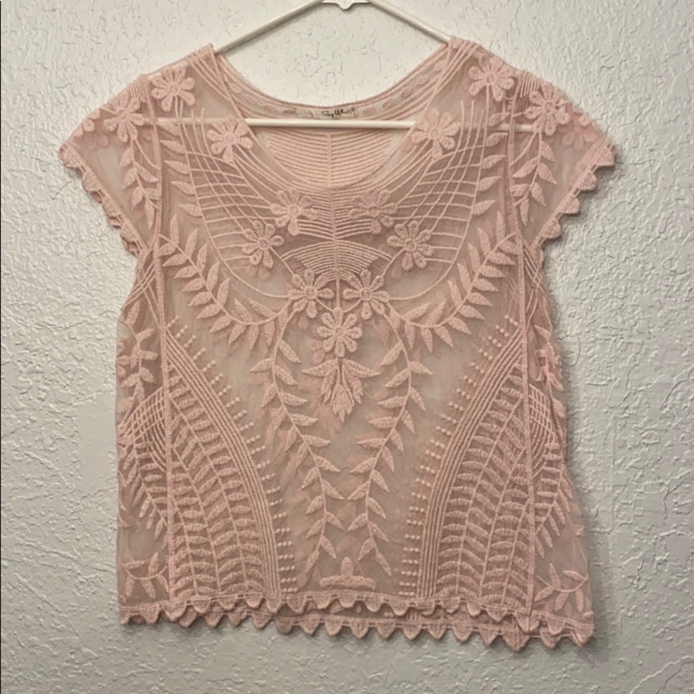 Baby pink lace top